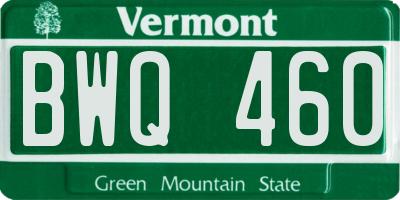 VT license plate BWQ460
