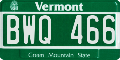 VT license plate BWQ466