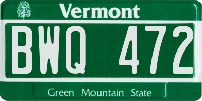 VT license plate BWQ472