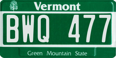 VT license plate BWQ477