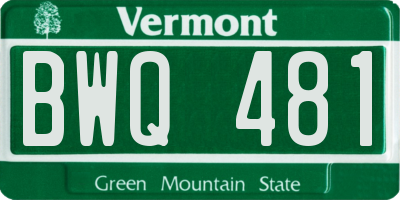 VT license plate BWQ481