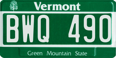 VT license plate BWQ490