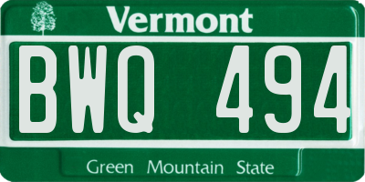 VT license plate BWQ494