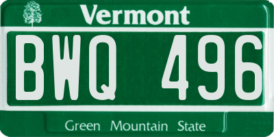 VT license plate BWQ496