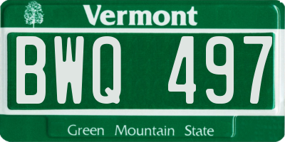 VT license plate BWQ497