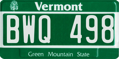 VT license plate BWQ498