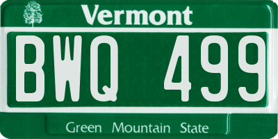 VT license plate BWQ499