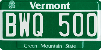 VT license plate BWQ500