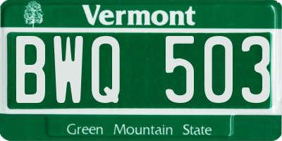 VT license plate BWQ503