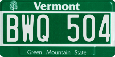 VT license plate BWQ504