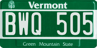 VT license plate BWQ505