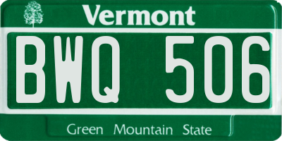 VT license plate BWQ506