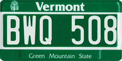 VT license plate BWQ508