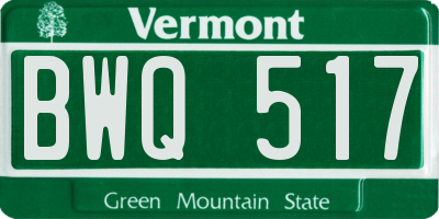 VT license plate BWQ517