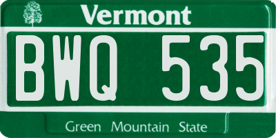 VT license plate BWQ535