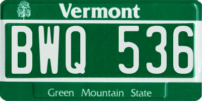 VT license plate BWQ536