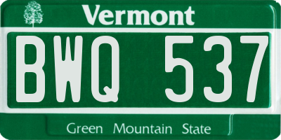 VT license plate BWQ537