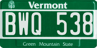 VT license plate BWQ538
