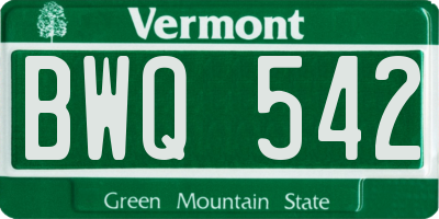 VT license plate BWQ542