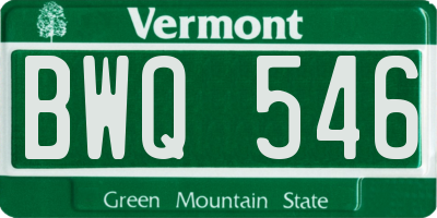 VT license plate BWQ546