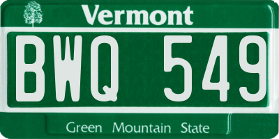 VT license plate BWQ549