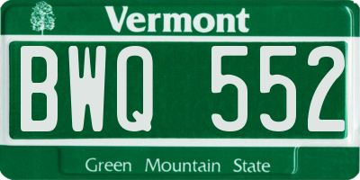 VT license plate BWQ552