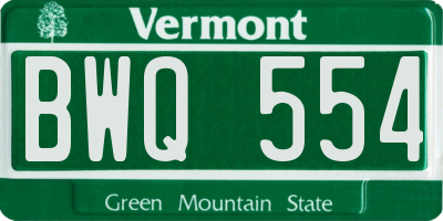 VT license plate BWQ554