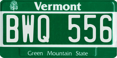 VT license plate BWQ556