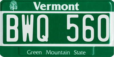 VT license plate BWQ560