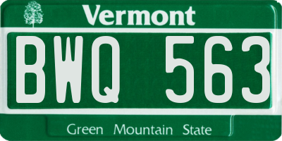 VT license plate BWQ563