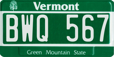 VT license plate BWQ567