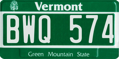 VT license plate BWQ574