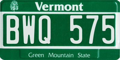 VT license plate BWQ575