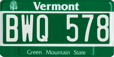 VT license plate BWQ578