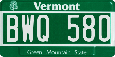 VT license plate BWQ580