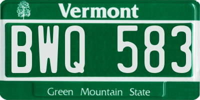 VT license plate BWQ583