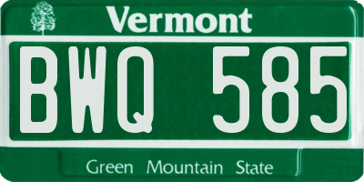 VT license plate BWQ585