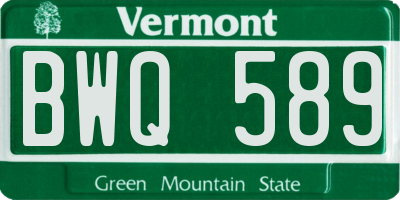 VT license plate BWQ589