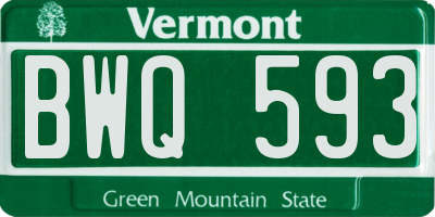 VT license plate BWQ593