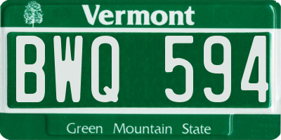 VT license plate BWQ594