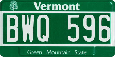 VT license plate BWQ596