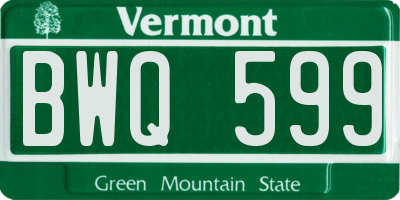 VT license plate BWQ599