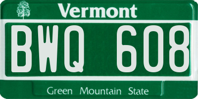 VT license plate BWQ608