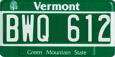 VT license plate BWQ612