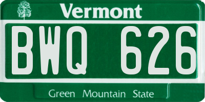 VT license plate BWQ626
