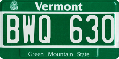 VT license plate BWQ630