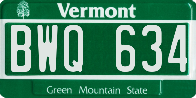 VT license plate BWQ634