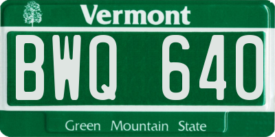 VT license plate BWQ640