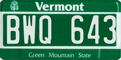 VT license plate BWQ643