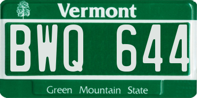 VT license plate BWQ644
